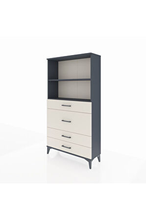 Arges Dolap 2 Raflı 4 Çekmeceli 88x30x163 Antrasit-Aytaşı