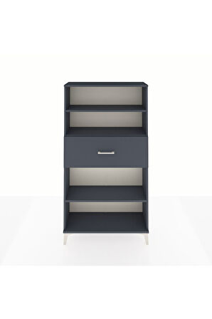 Arges Dolap 3 Raflı Tek Çekmeceli 88x30x163 Antrasit-Antrasit