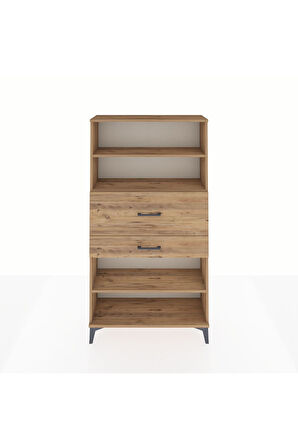Arges Dolap 3 Raflı 2 Çekmeceli 88x30x163 Çam-Çam
