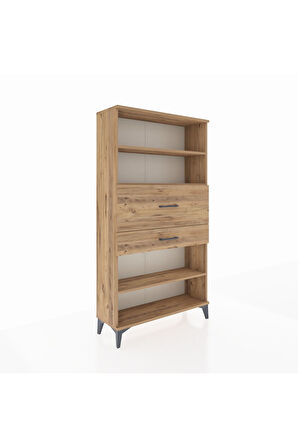 Arges Dolap 3 Raflı 2 Çekmeceli 88x30x163 Çam-Çam