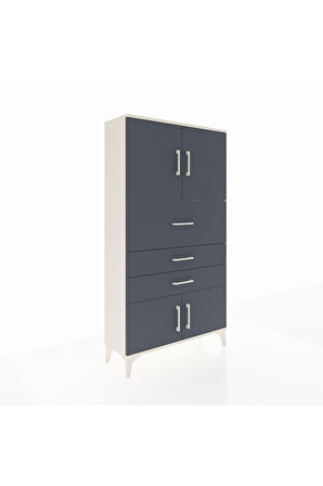 Arges Dolap 2 Raflı 3 Çekmeceli 4 Kapaklı 88x30x163 Aytaşı-Antrasit