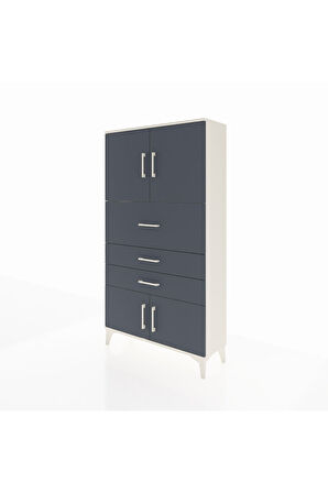 Arges Dolap 2 Raflı 3 Çekmeceli 4 Kapaklı 88x30x163 Aytaşı-Antrasit
