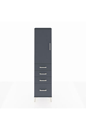Arges Dolap 2 Raflı 4 Çekmeceli Tek Kapaklı 44x30x182 Antrasit-Antrasit