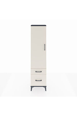 Arges Dolap 2 Raflı 2 Çekmeceli Tek Kapaklı 44x30x182 Antrasit-Aytaşı