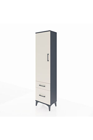 Arges Dolap 2 Raflı 2 Çekmeceli Tek Kapaklı 44x30x182 Antrasit-Aytaşı