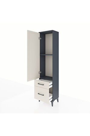 Arges Dolap 2 Raflı 2 Çekmeceli Tek Kapaklı 44x30x182 Antrasit-Aytaşı