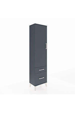 Arges Dolap 2 Raflı 2 Çekmeceli Tek Kapaklı 44x30x182 Antrasit-Antrasit