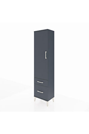 Arges Dolap 2 Raflı 2 Çekmeceli Tek Kapaklı 44x30x182 Antrasit-Antrasit