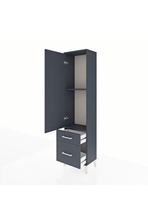 Arges Dolap 2 Raflı 2 Çekmeceli Tek Kapaklı 44x30x182 Antrasit-Antrasit