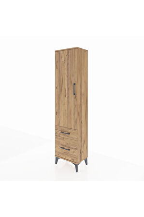 Arges Dolap 2 Raflı 2 Çekmeceli Tek Kapaklı 44x30x182 Çam-Çam