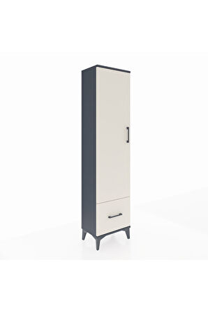 Arges Dolap 5 Raflı Tek Çekmeceli Tek Kapaklı 44x30x182 Antrasit-Aytaşı