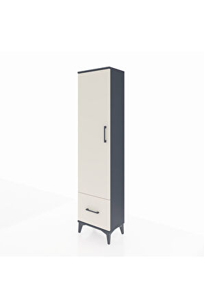 Arges Dolap 5 Raflı Tek Çekmeceli Tek Kapaklı 44x30x182 Antrasit-Aytaşı
