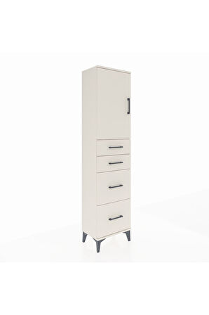 Arges Dolap Tek Raflı 4 Çekmeceli Tek Kapaklı 44x30x182 Aytaşı-Aytaşı
