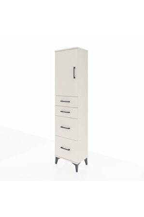 Arges Dolap Tek Raflı 4 Çekmeceli Tek Kapaklı 44x30x182 Aytaşı-Aytaşı