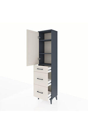 Arges Dolap 3 Raflı 3 Çekmeceli Tek Kapaklı 44x30x182 Antrasit-Aytaşı