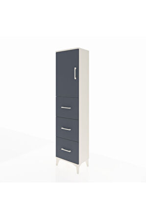 Arges Dolap Tek Raflı 3 Çekmeceli Tek Kapaklı 44x30x182 Aytaşı-Antrasit