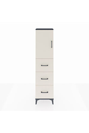 Arges Dolap Tek Raflı 3 Çekmeceli Tek Kapaklı 44x30x182 Antrasit-Aytaşı