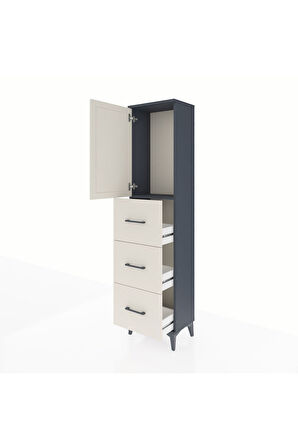 Arges Dolap Tek Raflı 3 Çekmeceli Tek Kapaklı 44x30x182 Antrasit-Aytaşı
