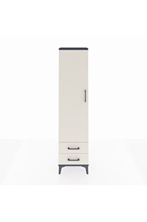 Arges Dolap Tek Raflı 2 Çekmeceli Tek Askılı 44x30x182 Antrasit-Aytaşı