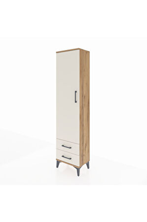 Arges Dolap Tek Raflı 2 Çekmeceli Tek Askılı 44x30x182 Çam-Aytaşı