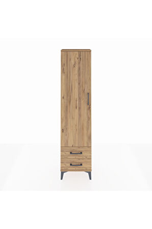 Arges Dolap Tek Raflı 2 Çekmeceli Tek Askılı 44x30x182 Çam-Çam