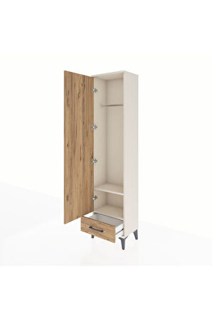 Arges Dolap 2 Raflı Tek Çekmeceli Tek Askılı 44x30x182 Aytaşı-Çam