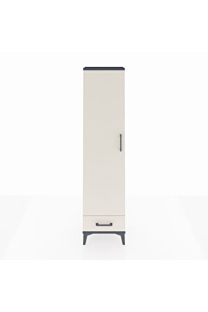 Arges Dolap 2 Raflı Tek Çekmeceli Tek Askılı 44x30x182 Antrasit-Aytaşı