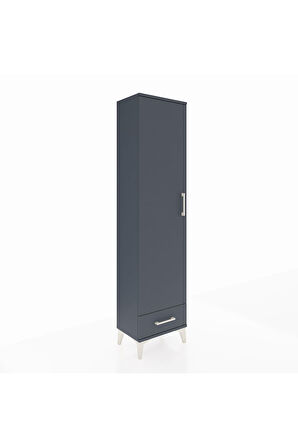 Arges Dolap 2 Raflı Tek Çekmeceli Tek Askılı 44x30x182 Antrasit-Antrasit