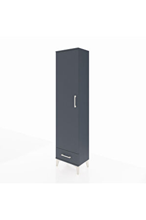 Arges Dolap 2 Raflı Tek Çekmeceli Tek Askılı 44x30x182 Antrasit-Antrasit