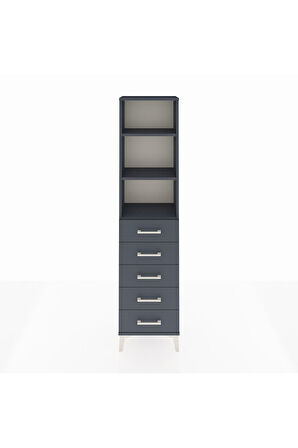 Arges Dolap 3 Raflı 5 Çekmeceli 44x30x182 Antrasit-Antrasit