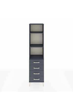 Arges Dolap 3 Raflı 4 Çekmeceli 44x30x182 Antrasit-Antrasit
