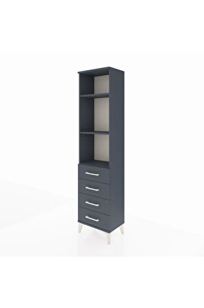 Arges Dolap 3 Raflı 4 Çekmeceli 44x30x182 Antrasit-Antrasit