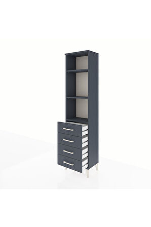 Arges Dolap 3 Raflı 4 Çekmeceli 44x30x182 Antrasit-Antrasit