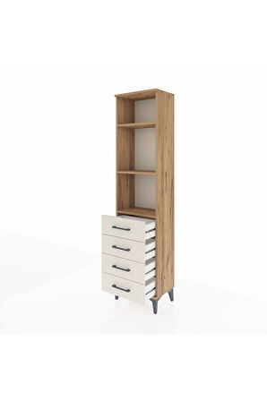 Arges Dolap 3 Raflı 4 Çekmeceli 44x30x182 Çam-Aytaşı