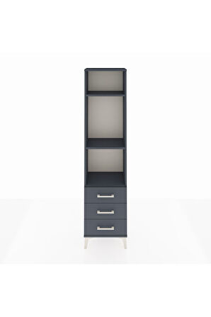 Arges Dolap 3 Raflı 3 Çekmeceli 44x30x182 Antrasit-Antrasit