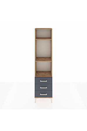 Arges Dolap 3 Raflı 3 Çekmeceli 44x30x182 Çam-Antrasit