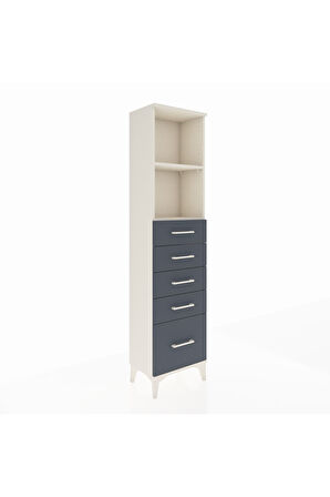 Arges Dolap 2 Raflı 5 Çekmeceli 44x30x182 Aytaşı-Antrasit