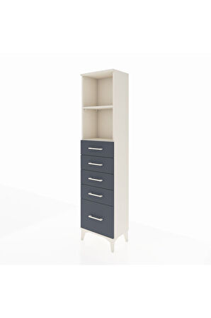 Arges Dolap 2 Raflı 5 Çekmeceli 44x30x182 Aytaşı-Antrasit