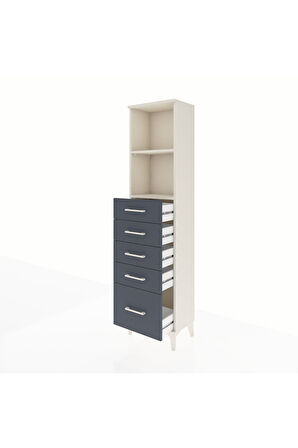 Arges Dolap 2 Raflı 5 Çekmeceli 44x30x182 Aytaşı-Antrasit
