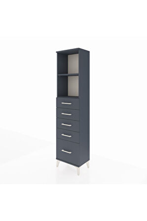 Arges Dolap 2 Raflı 5 Çekmeceli 44x30x182 Antrasit-Antrasit