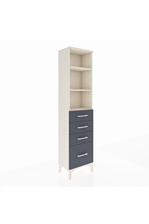 Arges Dolap 3 Raflı 4 Çekmeceli 44x30x182 Aytaşı-Antrasit
