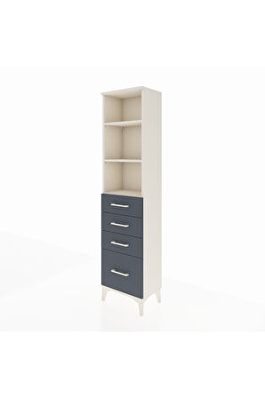 Arges Dolap 3 Raflı 4 Çekmeceli 44x30x182 Aytaşı-Antrasit