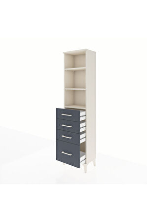 Arges Dolap 3 Raflı 4 Çekmeceli 44x30x182 Aytaşı-Antrasit