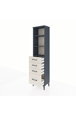 Arges Dolap 3 Raflı 4 Çekmeceli 44x30x182 Antrasit-Aytaşı