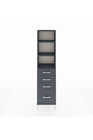 Arges Dolap 3 Raflı 4 Çekmeceli 44x30x182 Antrasit-Antrasit