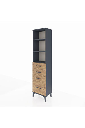 Arges Dolap 3 Raflı 4 Çekmeceli 44x30x182 Antrasit-Çam