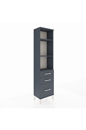 Arges Dolap 3 Raflı 3 Çekmeceli 44x30x182 Antrasit-Antrasit