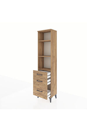 Arges Dolap 3 Raflı 3 Çekmeceli 44x30x182 Çam-Çam