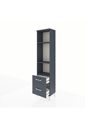 Arges Dolap 3 Raflı 2 Çekmeceli 44x30x182 Antrasit-Antrasit