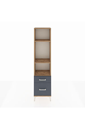 Arges Dolap 3 Raflı 2 Çekmeceli 44x30x182 Çam-Antrasit